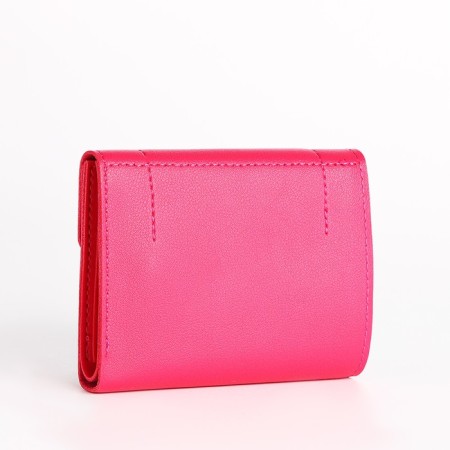 Women's wallet on the button, pink color-1