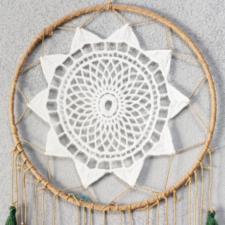 Panel wall -mounted macrame "Flower with colored brushes" 48x20 cm-1