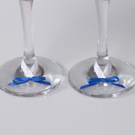 A set of wedding glasses "Prague", handmade, white blue, 6x6x20.5 cm, 2 pcs.-2