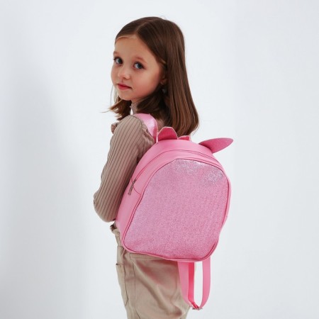 Baby backpack for girls with sparkles "Bunny", Removable elements, 27x23x10 cm-8