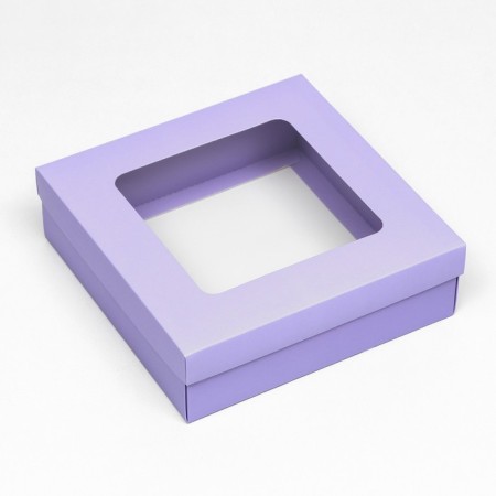 The box is folding, lid is lilac, lilac, with a window 20 x 20 x 6 cm-1