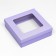 The box is folding, lid is lilac, lilac, with a window 20 x 20 x 6 cm