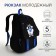 School backpack from textiles on lightning, 5 pockets, black/blue color