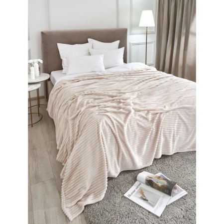MUFFIN plaid, size 200x220 cm, stripes, beige-10