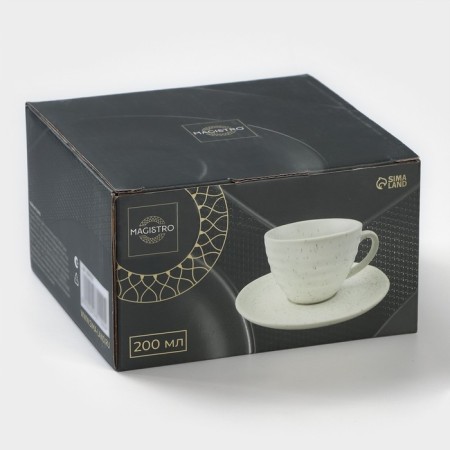 Tea steam porcelain Magistro Urban, 2 objects: a cup 200 ml, a saucer d = 14.2 cm, white color in specking-6