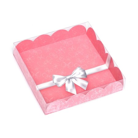 Cookie box, "silver bow" 15 x 15 x 3