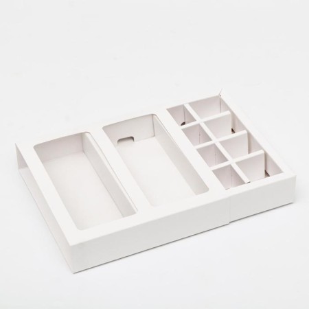 Box for 8 sweets + chocolate, with a window, white, 17 x 5 x 17.5 x 3.7 cm-1