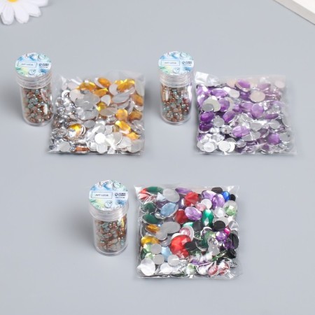 Decor "Semiobusins ​​and rhinestones. Gradient Blue Cream" D = 4 mm 10 g 200 pcs 5x2.5 cm mix