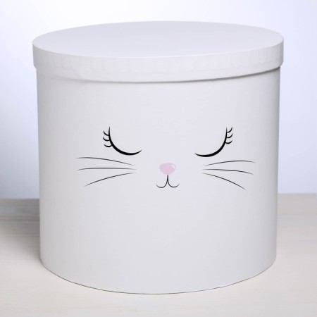 Hat gift for flowers with add. element, packaging, “White Cat”, 22 x 22 cm-2