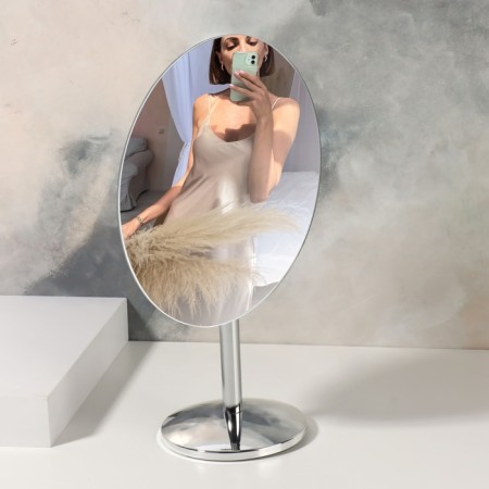 The mirror of the desktop "oval", the mirror surface is 14.5 × 19.5 cm, the color is silver-2