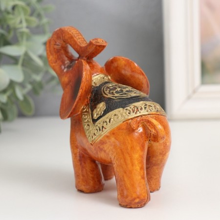 Polystone souvenir "Elephant under a tree with patterns on a blanket" 10x5x12 cm-2