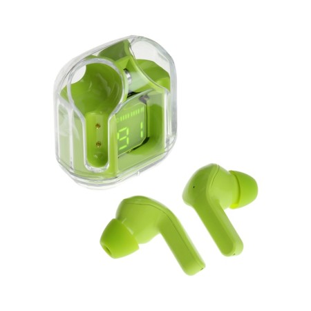 Wireless headphones Air31, TWS, vacuum, BT 5.0, 45/230 mAh, transparent, green-1