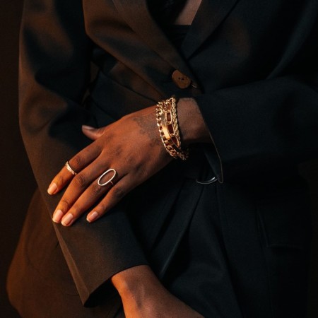 Bracelets set 3 pcs. "Chains" quartet, color gold-2