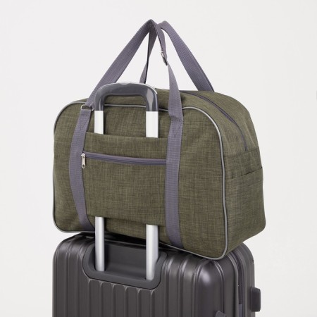 Road bag with lightning, external pocket, suitcase holder, green color-3