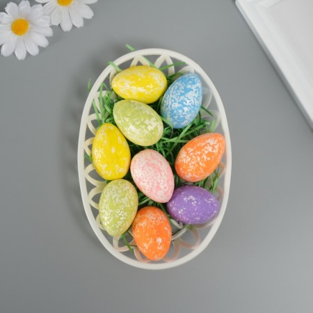 Easter decor "Eggs with lace in a nest" set 9 pcs 3.5x12x18 cm