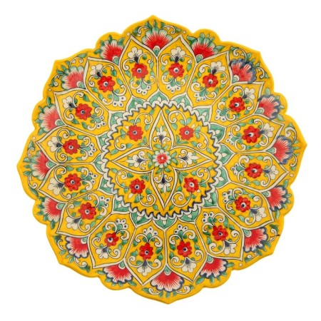 Largan Rishtan ceramics "Flowers", 31 cm, yellow mix, corrugated-16