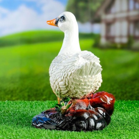 Garden figure "Duck on stone" 24x20cm-1