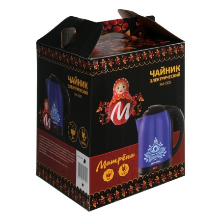 Electric kettle "Matryona" MA-005, Metal, 2 l, 1500 watts, blue-black with a drawing "Gzhel"-8