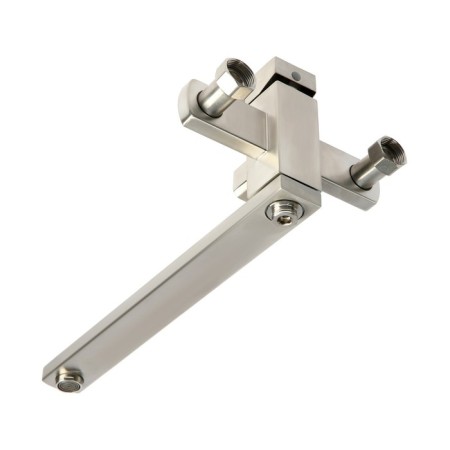 Zein bath mixer, square, pour 35 cm, with a shower set, stainless steel, satin-5