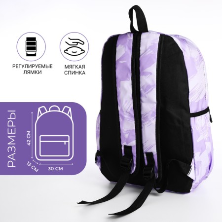 Youth backpack from textiles on lightning, 3 pockets, lilac color-1