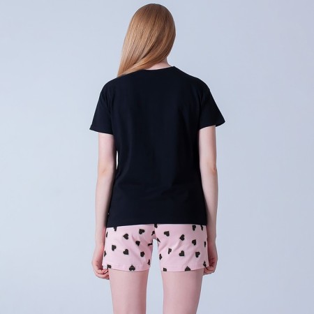 Female home set (T -shirt/shorts), black/pink color, size 46-2