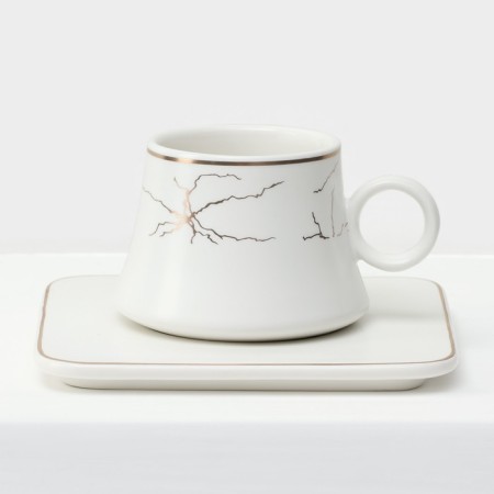 Ceramic coffee masisi set, 12 items: 6 cups 100 ml, 6 saucer d = 11 cm, white color-1