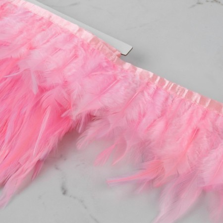 Braid with feathers of a rooster, 10-15 cm, 5 ± 0.5 m, pink color-1