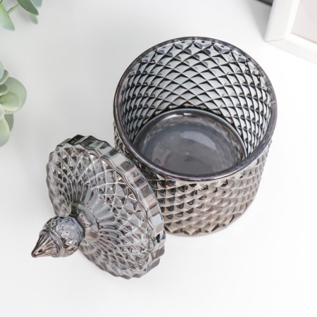 Casket Glass "Rombs and Dome" gray 14x8.2x8.2 cm-1