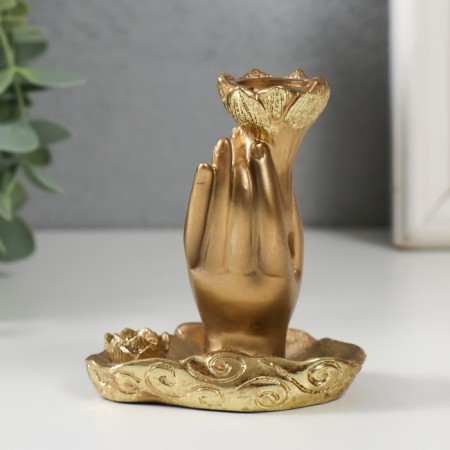 Bowing stand Polystone "Flower in hand" 7x5.5x9 cm-2