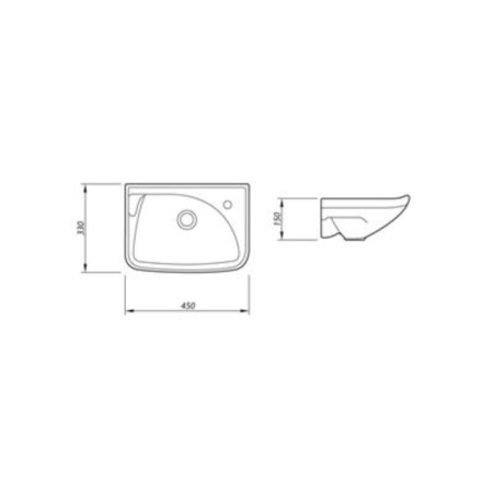 Washbuilder LZSF "Motive", width 450 mm, with a hole for the mixer on the right-3