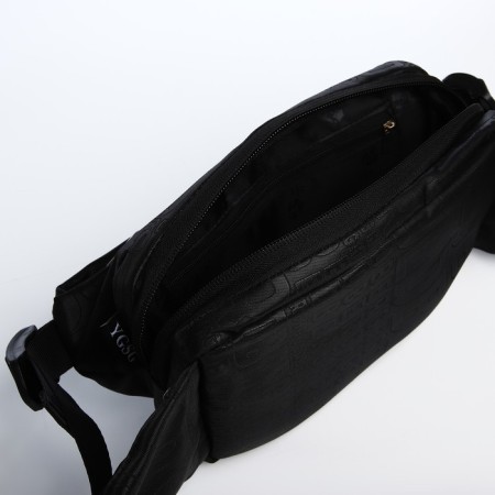 Bag on one shoulder with a zipper, 3 outer pockets, black color-4
