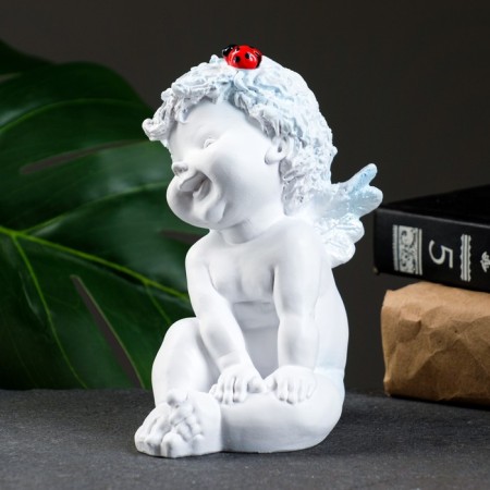 Figure "Angel with God's cow" White 8.5x10x14cm-3