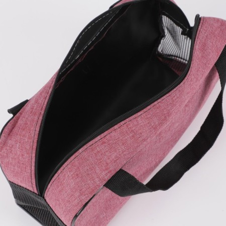 Cosmetic bag with a net, a dark pink color-3