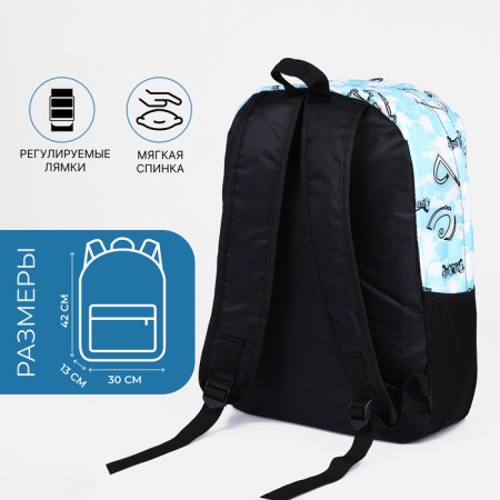 Young backpack from textiles on lightning, 3 pockets, blue color-1