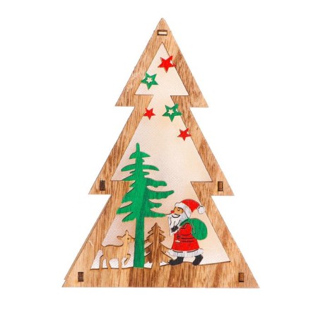 New Year's light decor desktop "Christmas tree and Santa Claus" 15 × 11 × 2 cm-2