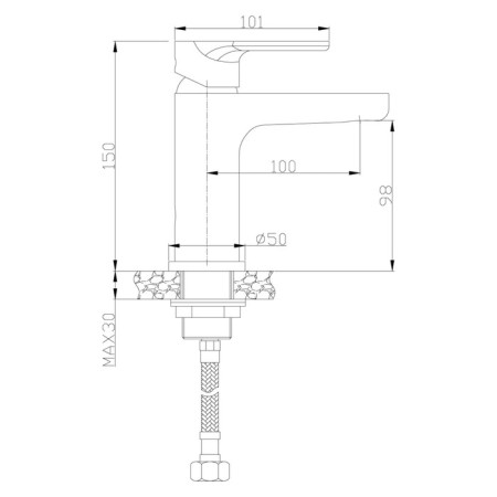 Rossinka RS33-11U washbasin mixer, one-handed, monolithic, chromium color-1