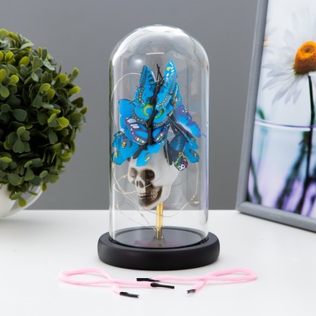 Ночник колба "бабочки и череп" LED от батареек 3хААА 11х11х22,5 см RISALUX-3