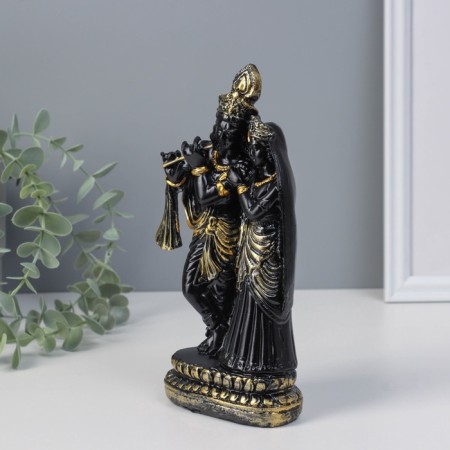 NECK Polystone "Radha and Krishna" Black 22x9.7x11 cm-3