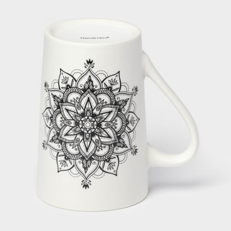 Porcelain shade mug "Mandala", 380 ml, black pattern-3