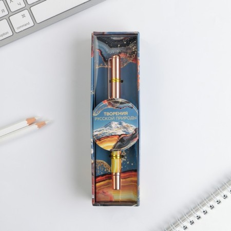 Metal pen with a cap of "Creation of Russian Nature", accessories gold-1