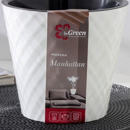 Kashpo with a drainage insert "Manhattan", 1.6 l, d = 16 cm, snow -white color-6