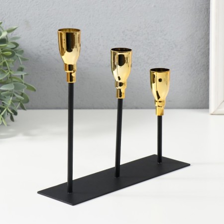 Summary Metal for 3 candles "Achilles" black with gold 20x6x18 cm-2
