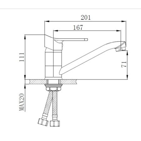 Kitchen mixer "RMS" SL137-004F-15, single-legged, pour 167 mm, zinc, chrome-3