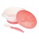 A set of children's dishes "Daughter", 3 objects: a plate on a suction cup, cover, spoon, pink color