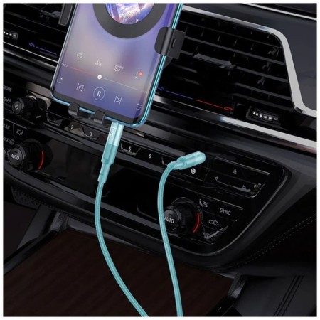 Hoco UPA25, Jack 3.5 mm (M) - Type -C, transparent, blue cable-4