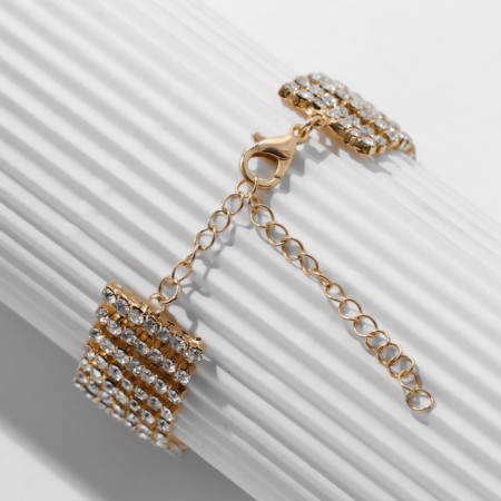 Bracelet with rhinestones "Illusion" drops, white color in gold-1