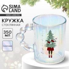 New Year. Glass mug 