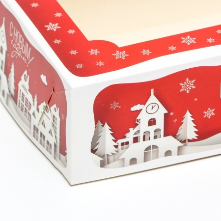 Folding box with a window for marshmallows "House of Santa Claus", 25 x 15 x 7 cm-8