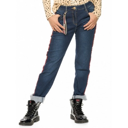 Pants for girls, height 140 cm, dark blue color-1