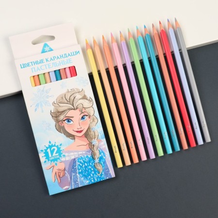 Colored pencils pastel, 12 colors, trihedral, cold heart-8
